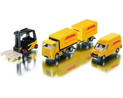 SIKU 6324, DHL Logistieke Set, 4-delig, Metaal/Kunststof, Geel, Veel functies