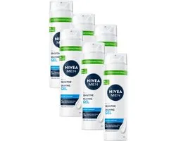 NIVEA MEN Sensitive Scheergel - met Kamille & Vitamine E - Shaving Gel voor de Gevoelige Huid - Voordeelverpakking - 6x 200ml