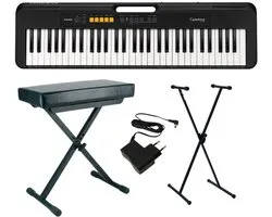 Casio CT-S100 Keyboard met Standaard, Kruk en Adapter, 61 Toetsen, Zwart