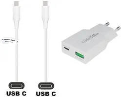 OneOne 25W snellader met 2 poorten + 0,2m Sterke USB C naar C kabel. PD PPS lader. GAN oplader adapter past op Google Pixel 1, Pixel, 2, 2XL, Pixel 3, 3XL, 3a, 3a XL, Pixel 4, 4a, 4XL, Pixel 5, 5a, Pixel 6, 6a, 6 Pro, Pixel XL, C, XL