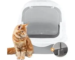 MaxiClean Kattenbak - Wit - 50 x 35 x 34 cm - Voor Grote Katten en Meerdere Katten
