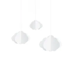PARTYDECO - 3 witte kartonnen wolken om op te hangen als feestdecoratie