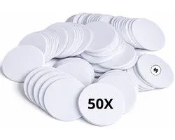 50x NTAG215 NFC Tags met plakrand – Wit – Compatibel met TagMo - Sticker