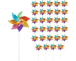 CRASPIRE 30 Sets Rainbow Pinwheels 15.3 Inch Colorful Pinwheels Wind Plastic Windmill for Party Decorations Outdoor Decor Lawn Yard Garden Patio Rainbow Windmill