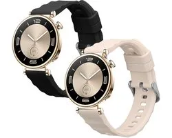 kwmobile 2x bracelets de montre compatibles avec Huawei Watch GT6 41mm / GT5 Pro 42mm / GT5 41mm / GT4 41mm - Bracelets de smartwatch en TPU - Bracelet de montre de tracker d'activité en noir / beige