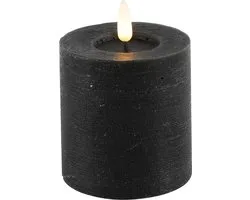 Countryfield Lyon LED kaars/stompkaars - zwart - D7,5 x H8 cm - timer