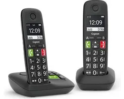 Gigaset E290A DUO - Téléphone fixe sans fil pour seniors avec répondeur et 2 combinés - grandes touches lumineuses - volume de sonnerie très fort - compatible avec aides auditives - noir