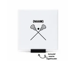 Lacrosse met eigen naam tegeltje met tegelhouder - Sport - Lacrosse - tegeltjes met tekst - Sport - spreuktegels - 10.8x10.8 CM