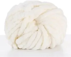 Chunky Wol Wit - 100% Polyester Chenille - Blanket Chunky Yarn - 250 g - Breigaren - Giant yarn - 2 cm - dik steek - Super chunky wol - Breigaren - Soft - Fluffy