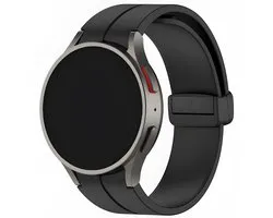 Innerlight® Supreme - Zwart - 20mm - Siliconen Smartwatchbandje met Magneetsluiting - Smartwatchbandje geschikt voor Samsung Galaxy Watch 7 / 6 / 5 / Pro / 4 / 3 / Active 2 - Polar Ignite / Unite – Huawei