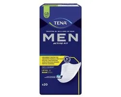 TENA Men – Active Fit Level 2 – Anatomische Inlegkruisjes voor Mannen – Medium Absorptie – Discreet – Comfortabel – 20 stuks