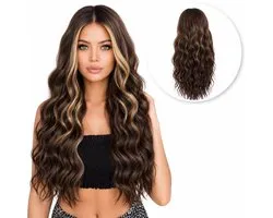 SassyGoods Luxe Bruine Pruik - Lace Front Wig - Pruiken Dames Lang Haar - Haarwerk - Wasbaar - Bruin - 65 cm
