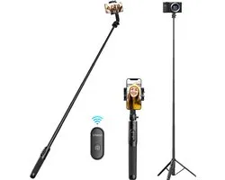 Ulanzi SK-03 Selfie Stick Statief - Uitschuifbaar tot 160 CM - Met Bluetooth afstandsbediening - Geschikt voor smartphone en Action cam - Telefoonstatief - Statief voor GoPro - Zwart
