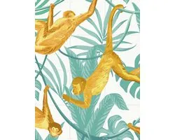 IXXI Happy monkeys, Creative Lab Amsterdam - 60 x 80 cm - Grote wanddecoratie en posters - Kleurrijk, Speels, Grafisch Ontwerp, Illustraties, Digitale