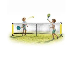 Cheqo® Padelset - Padel Set met Net - Padelnet Vrijstaand - Complete Padelset voor Kinderen - Padelrackets en Padelballen - Padel Starterset voor Beginners - Padel Buiten voor Tuin en Strand - Buitenspel - Sport en Spel - Padel