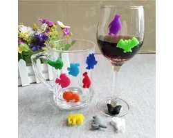 *** 12 stuks Dier Siliconen Glas Markers voor de ultieme wijnglas markeringen op feestjes, in de bar, als tafeldecoratie én thuis - Verschillende figuren van Heble® ***