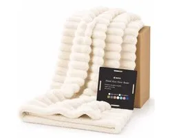 BOTC Luxe Fleece deken - Plaid - Super Zacht, Warm en Donzig - Cadeau - 150x200cm - Gebroken Wit