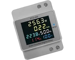 Digitale Energiemeter - Stroommeter LCD - Energieverbruik Meten - Meerdere Parameters - 30kW - Wit