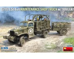 MiniArt Modelbouwpakket Auto - 35498 Chevrolet G7117 1,5 Ton 4x4 Maintenance Shop Truck met Trailer WWII - Amerikaanse Militaire Vrachtwagen Plastic - 1:35 - Modelbouw