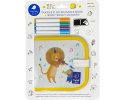Jaq Jaq Bird kleurboek Mini Doodle It En Go Leeuw met markers.