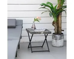 Pugsdrly Bijzettafel van polyrotan, opvouwbaar, salontafel, dienblad, balkontafel, tuintafel, salontafel, theetafel, tuinmeubel, rotan tafel voor tuin, terras, balkon, 40x40x40 cm, grijs
