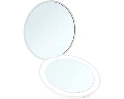 CENPEK Mini LED Pocket Mirror Small Cosmetic Mirror with Light Compact Foldable Double-Sided Round,White - ShopVlot