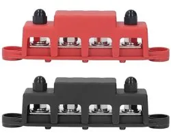 Power Distribution Block 2-stuks M8 250A 48V DC 4 Terminal Studs Busbar voor RV en Boot