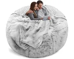 Bean Bag Chair Cover - Oversized Round Soft Fluffy PV Velvet Washable Lazy Sofa Bean Bag Bed Cover for Adults - Living Room Bedroom Furniture Outdoor Cover (Cover Only, No Filler)