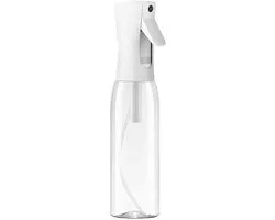 Vernevelingsfles - Continuous Spray Bottle - Superfijne Mist - Herbruikbare Plastic Fles - Voor Gezicht, Planten & Schoonmaak - Witte Kop + Transparante Fles - 10 oz (300 ml)-1 Stuk