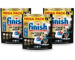 3 x Finish - Vaatwasmiddel - Ultimate Plus All in One Regular - Krachtige Alles-in-1 Reiniging - 47 capsules - Voordeelverpakking - 3 stuks