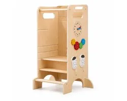 Olvy Kids - 4-in-1 Leertoren - Keukenhulp - Learning Tower - Montessori Leertoren - Kindertrap - Keukentoren - Met Glijbaan
