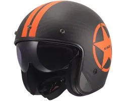LS2 OF601 Bob II C Star mat zwart carbon oranje jet motorhelm