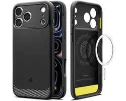Spigen Hoesje Geschikt voor Apple iPhone 18 Pro Max / 17 Pro Max - Rugged Armor MagFit - Back Cover Compatibel met MagSafe / Qi2 - Air Cushion - Case Zwart