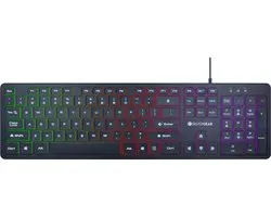 Clavier de Gaming Silvergear ® - Clavier de Gaming à LED RVB - QWERTY - Siècle des Lumières arc-en-ciel - Système de boutons souples - Touches multimédias - Casquettes plates plates de Basic