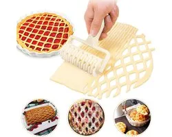 Deegsnijder - Pizzarollersnijder - Roosterdeegsnijder voor netkorst - Pizzaroller - Keukentool - Deegsnijder Rasterroller - Baktool - Keukenbakgereedschap - Voor taart, pizza, koekjes en gebak