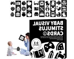 Baby Sensory Flashcard, Black and White Visual Cards, High Contrast Educational Design & Tear Resistant Material, Brain Development Stimulation Tools Boys Girls Children