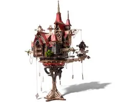 HowCat Fantasy Steam Castle (Dracula Edition) - 3D Houten Puzzel Steampunk Bouwpakket met LED - 863 Stuks – DIY Modelbouwpakket – Houten Bouwpakket – Houten Kasteel – Decoratief & Educatief – Kerst Sinterklaas Cadeau voor Kinderen en Volwassenen