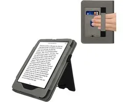 kwmobile e-reader hoesje geschikt voor Amazon Kindle Paperwhite (2024) / Colorsoft hoes - E reader flip case van kunstleer - Ereader cover met stand - Paardenbloemen Liefde design in grijs