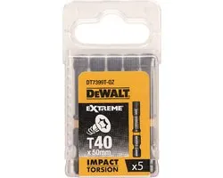 DeWALT T40 50mm Impact Torsion Schroefbits (5 stuks) - Extreme - DT7399T