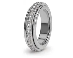Ring d'anxiété - (strass) - Anneau de stress - Ring Fidget - Ring d'anxiété pour doigt - Ring pivotant pour femme - Ring Ring Ring - Argent - (18,75 mm / taille 59)