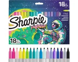 Sharpie Marqueurs Permanents Set de Couleurs | Stylos Couleur Édition Limitée | Pointe Fine | Couleurs Assorties | 18 Pièces
