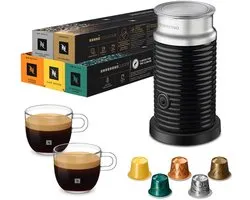Capsules Nespresso Original - Assortiment petit-déjeuner + Aeroccino 3 Noir + 2 tasses Lungo - 50 capsules de café