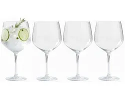 Excellent Houseware Gin Tonic glazen - 4x stuks - glas - 610 ml - met streep - gin tonic - cocktailglazen