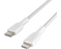 Belkin BOOST↑CHARGE Braided - USB-C naar Lightning Kabel - 2 Meter - 20W - Wit