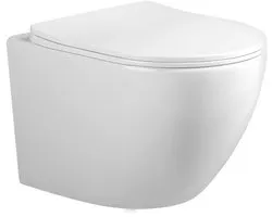 WC suspendu compact QeramiQ Salina 2.0 - Sans bride - 48,5 cm - abattant à fermeture amortie - blanc brillant