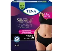 Tena Silhouette Plus Noir - Taille basse Large - 1 paquet de 10 pièces