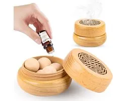 2 Stuks Aromatherapie Diffuser - Houten Diffuser - Essentiële Olie Diffuser - Hout - Aromatherapie Anti-Muggen Aromatherapie Olie Diffuser - Kamergeur - Huismeubilair - Vluchtig - Geur Diffuser - 7 x 7 x 4 cm - Natuurlijke Houtkleur
