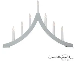 Star Trading Arche à bougie Pagode, gris, bois, 7 points lumineux, 60cm