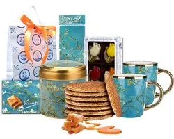 Souvenirs Holland - Fleur d'amandier Van Gogh - Tasses à café - Forfait Holland - Stroopwafels - Cadeaux hollandais - Van Gogh - Moulin