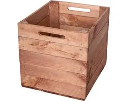 Opbergbox en bois avec couvercle coulissant pour systèmes Kallax et Expedit - Ocre Vintage